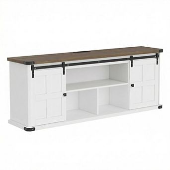 ANIXOL Farmhouse Sliding Barn Door Engineered Wood TV Stand