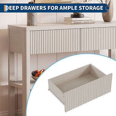 ANIXOL Fluted Console Table with Drawers and Shelves