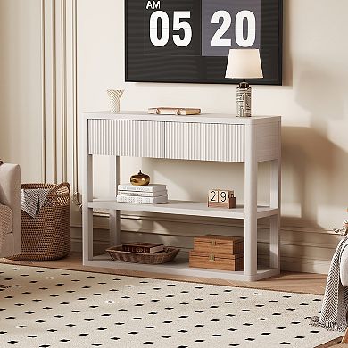 ANIXOL Fluted Console Table with Drawers and Shelves