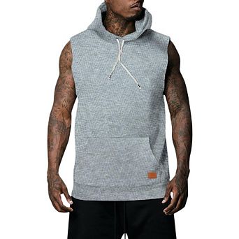 Men's Sleeveless Hooded Tank Top Drawstring Pullover Casual Streetwear Loose Muscle Cut Off T-Shirts