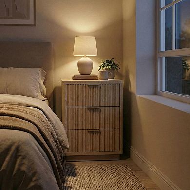 ANIXOL 3-Drawer Nightstand with Charging Station，Power Outlets