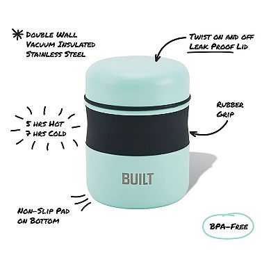 Built 10oz Insulated Lunch Jar - Stainless Steel Travel Food Container, Blue