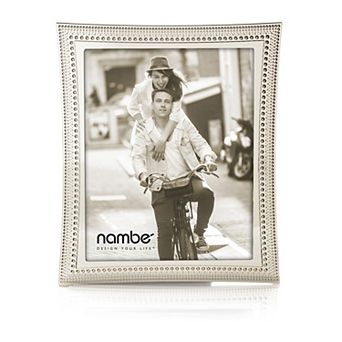 Nambe Beaded Picture Frame, 8 in x 10 in Photo Frame with Tempered Glass, Vintage and Contemporary