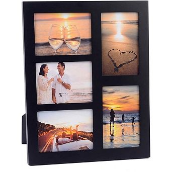4x6 5-Opening Black Wood Collage Frame for Tabletop & Wall Mounting