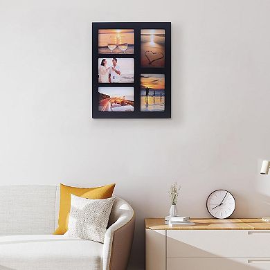 4x6 5-Opening Black Wood Collage Frame for Tabletop & Wall Mounting
