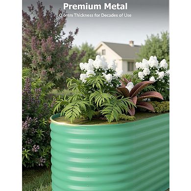 2 Pack Galvanized Raised Garden Bed 8x4x2 FT, Outdoor Planter Box for Flowers & Vegetables, Green