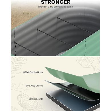 2 Pack Galvanized Raised Garden Bed 8x4x2 FT, Outdoor Planter Box for Flowers & Vegetables, Green