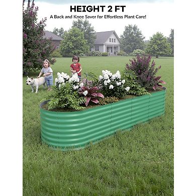 2 Pack Galvanized Raised Garden Bed 8x4x2 FT, Outdoor Planter Box for Flowers & Vegetables, Green