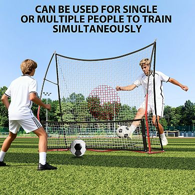 2-in-1 Adjustable Soccer Rebounder Net Portable Objective with Carry Bag & 4 Ground Spikes