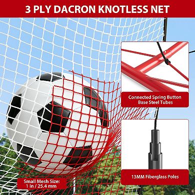 2-in-1 Adjustable Soccer Rebounder Net Portable Objective with Carry Bag & 4 Ground Spikes