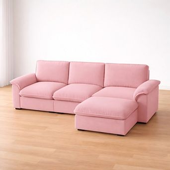 Lufeiya L Shaped Cloud Sectional Sofa with Reversible Chaise, Chenille Fabric