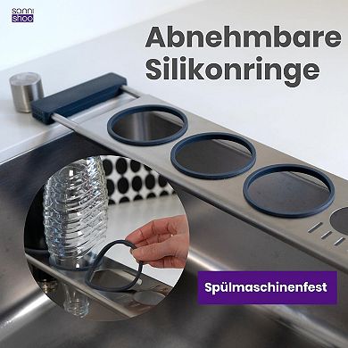 Sanni Shoo Drip.it Stainless Steel Sink Caddy, 3-Bottle Holder with Silicone Rings