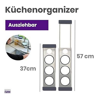 Sanni Shoo Drip.it Stainless Steel Sink Caddy, 3-Bottle Holder with Silicone Rings