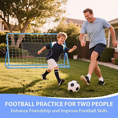 Adjustable Multi-Sport Bounceer Net , Dual Practice Surfaces, Portable Soccer Training Equipment