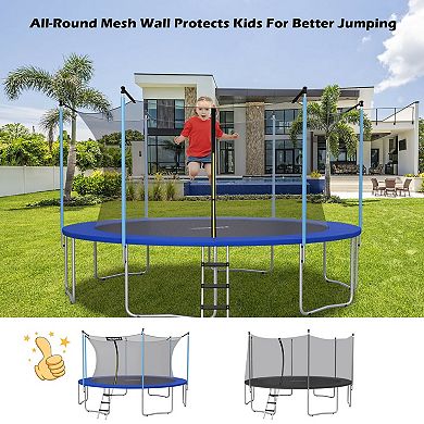 15 Foot Trampoline Safety Net Replacement Enclosure Weather Resistant