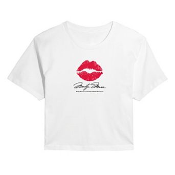 Juniors' Marilyn Monroe Classic Lip Mark Cropped Tee
