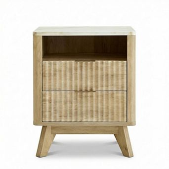 ANIXOL Modern Bedside Table with Built-in Charging Station，Charging Station