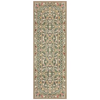 Boho Area Rugs, Washable Soft Floral Print Carpet Non Slip Low Pile Flower Botanical Rug
