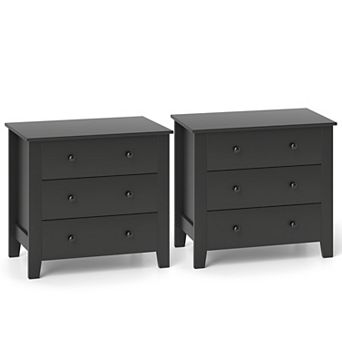 Gymax 2 pc 3-drawer Dresser w/ Convenient Handles Smooth Slide Rails Accent Table