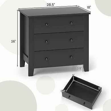 Gymax 2PCS 3-drawer Dresser w/ Convenient Handles Smooth Slide Rails Accent Table