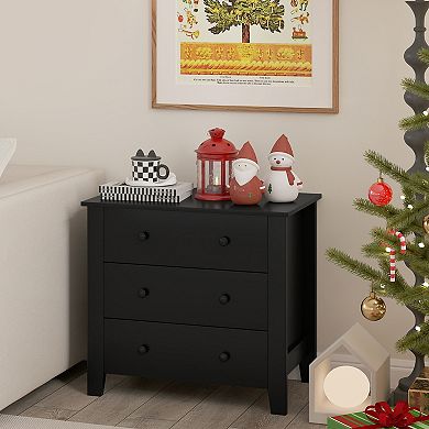 Gymax 2PCS 3-drawer Dresser w/ Convenient Handles Smooth Slide Rails Accent Table