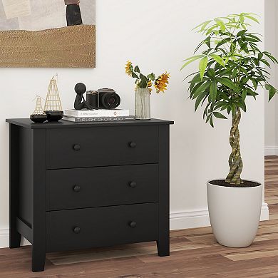 Gymax 2PCS 3-drawer Dresser w/ Convenient Handles Smooth Slide Rails Accent Table