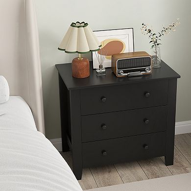 Gymax 2PCS 3-drawer Dresser w/ Convenient Handles Smooth Slide Rails Accent Table