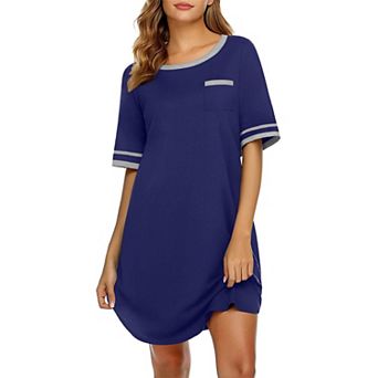 Ekouaer Womens Cotton Nightshirt Soft Nightshirts for Women Ladies Sleep Wear with Pocket Short