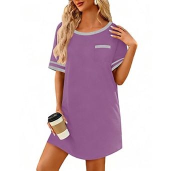 Ekouaer Womens Cotton Nightshirt Soft Nightshirts for Women Ladies Sleep Wear with Pocket Short
