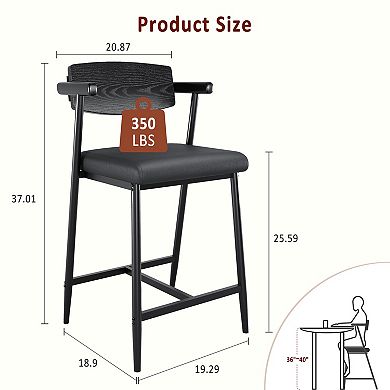 ANIXOL Wood Back Counter Height Bar Stools
