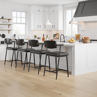 ANIXOL Wood Back Counter Height Bar Stools