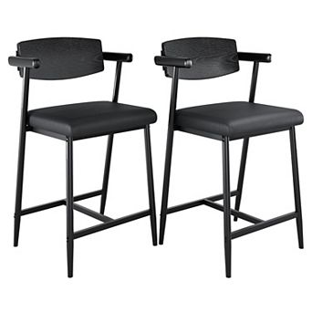 ANIXOL Wood Back Counter Height Bar Stools