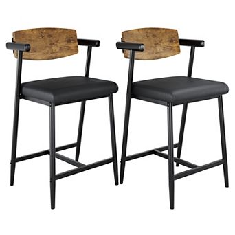 ANIXOL Wood Back Counter Height Bar Stools