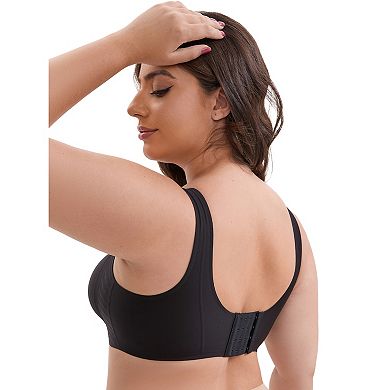 2 Packs Women's Mesh Wireless Push Up Minimizers Wide Straps V Neck Breathable Seamless Soft Bras