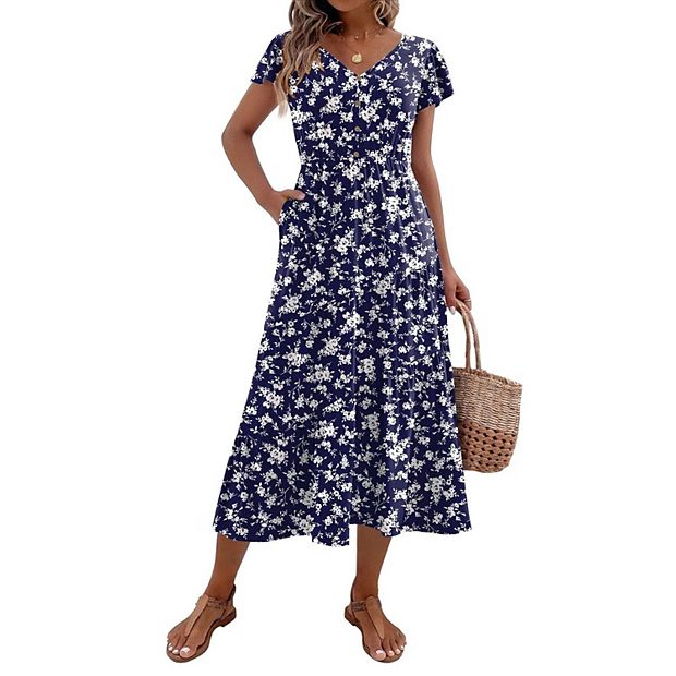 short sleeve midi satin dress Short Sleeve Printed Satin Midi Dress – New York & Company