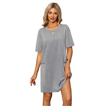Ekouaer Cotton Nightgowns for Women Short Sleeve Sleep Shirts Crew Neck Night Dress Nightshirt