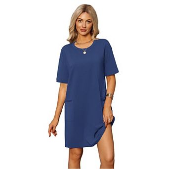 Ekouaer Cotton Nightgowns for Women Short Sleeve Sleep Shirts Crew Neck Night Dress Nightshirt