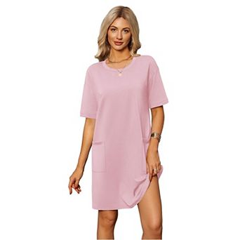Ekouaer Cotton Nightgowns for Women Short Sleeve Sleep Shirts Crew Neck Night Dress Nightshirt