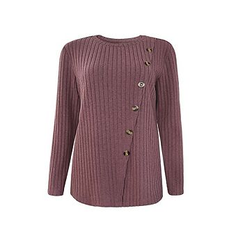 Women's Long Sleeve Knit Shirts Crew Neck Solid Color Lightweight Sweater Loose Casual Tops
