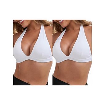 2 Packs Women's Halter Neck Plunge Wirefree Sports Bras Backless Cozy Workout Fitness Bralette
