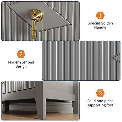 ANIXOL Fluted 6-Drawer Dresser with Metal Handles, Modern Storage Cabinet