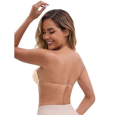 2 Packs Women's Lace Adhesive Bras Strapless Front Closure Anti-Slip Reusable Stick Nipple Covers