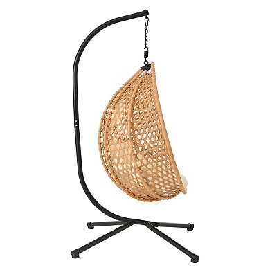 Outdoor Durable Hanging Egg Chair with Rattan Weaving and Removable Cushion