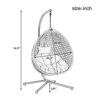 Outdoor Durable Hanging Egg Chair with Rattan Weaving and Removable Cushion