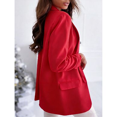 Women's Open Front Lapel Blazer, Casual Long Sleeve Work Office Suit Jacket