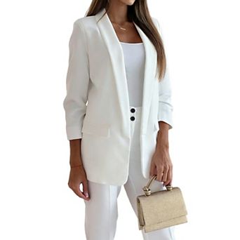 Women's Open Front Lapel Blazer, Casual Long Sleeve Work Office Suit Jacket