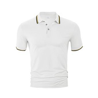 Men’s Short Sleeve Polo Shirt Casual Loose Fit Golf Polo Breathable Athletic Collared T-Shirt