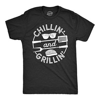 Mens Chillin and Grillin T Shirt Funny Outdoor Summer BBQ Tee for Guys
