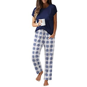 Ekouaer Womens Pajama Sets Cap Sleeve Sleepwear Tops and Long Pants Comfy Pjs 2 pc Lounge Set