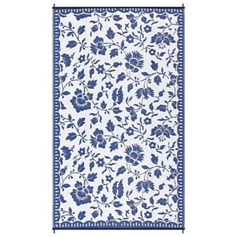 FairOnly Reversible Floral Outdoor Area Rug Waterproof UV-Resistant Carpet for Patio Gardern Beach